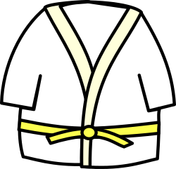 Gezeichnete Judojacke mit einem gelben Gürtel